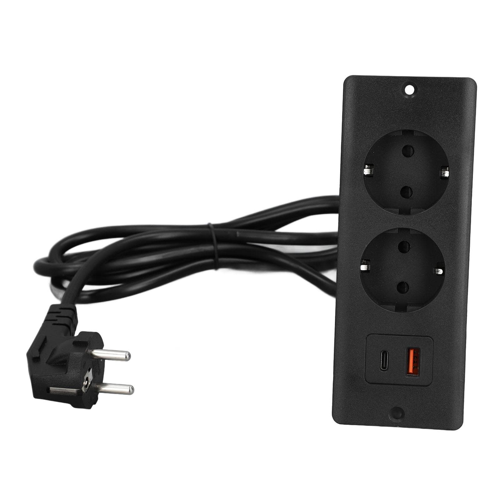 Recessed Socket 2 Outlets with PD20W USB C USB A Port Embedded Furniture Power Strip 1.5m Cord