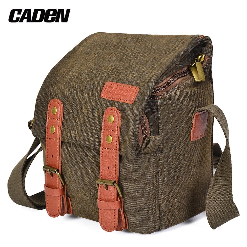 CADeN Canvas Shoulder Camera Bag Messenger Bag for 1 Camera 1 Lens Compatible with Nikon Canon Sony coffee