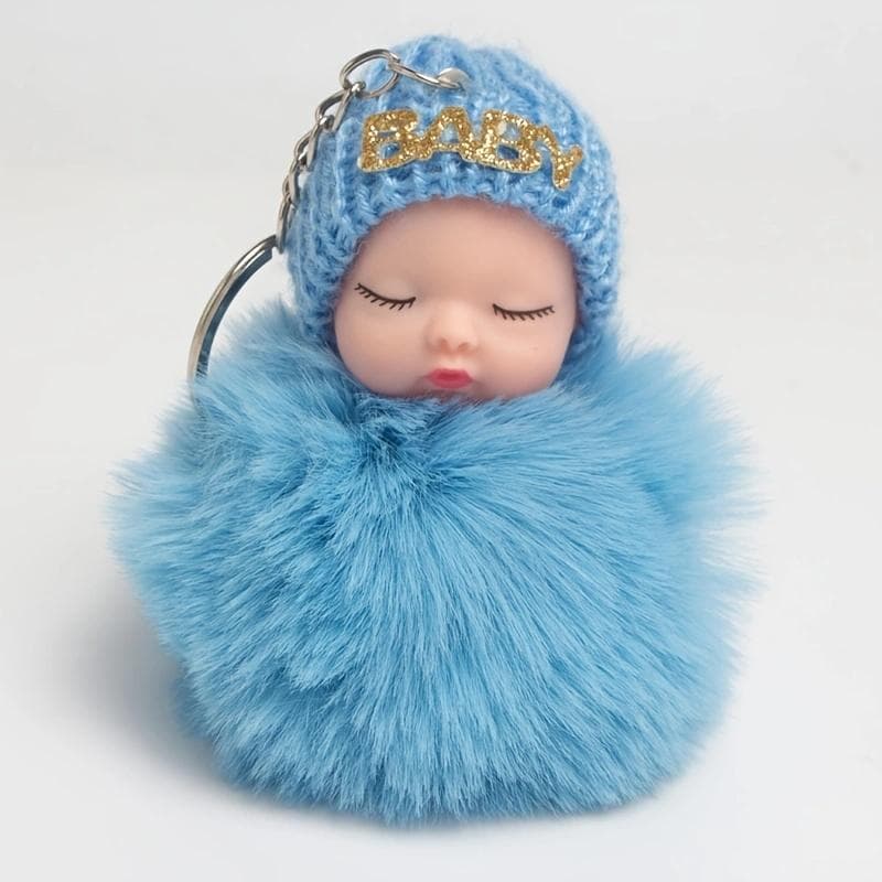 Cartoon Plush Sleep Doll Keychain Cute Plush Coal Ball Backpack Pendant Creative DIY Children's Plush Doll Pendant Accessories Car Pendant For Friends blue