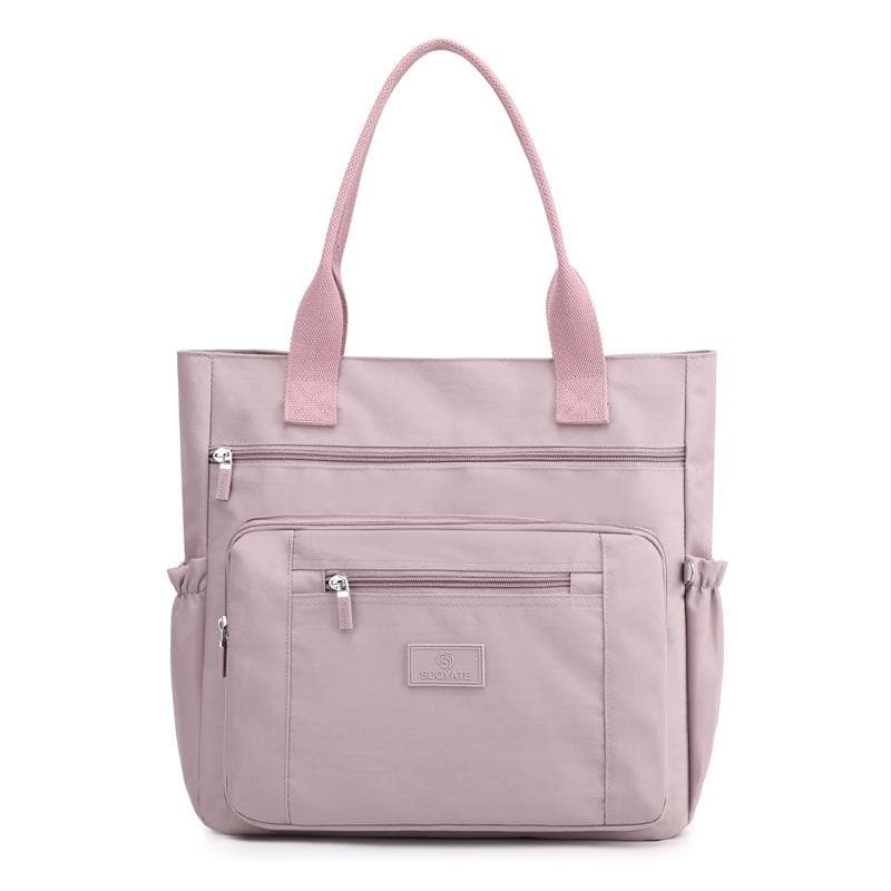 Warterproof Nylon Shoulder Bag Female Large Capcity Tote Bag Fashion Handle Bag Shopping Bag Travel Handbag and Purse 36x15x36cm light purple