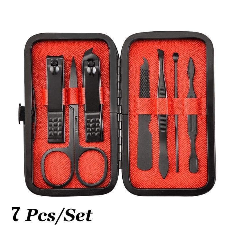 Stainless Steel Nail Clipper Cutter Trimmer Ear Pick Grooming Kit Manicure Pedicure Toe Nail Tools 7PCS