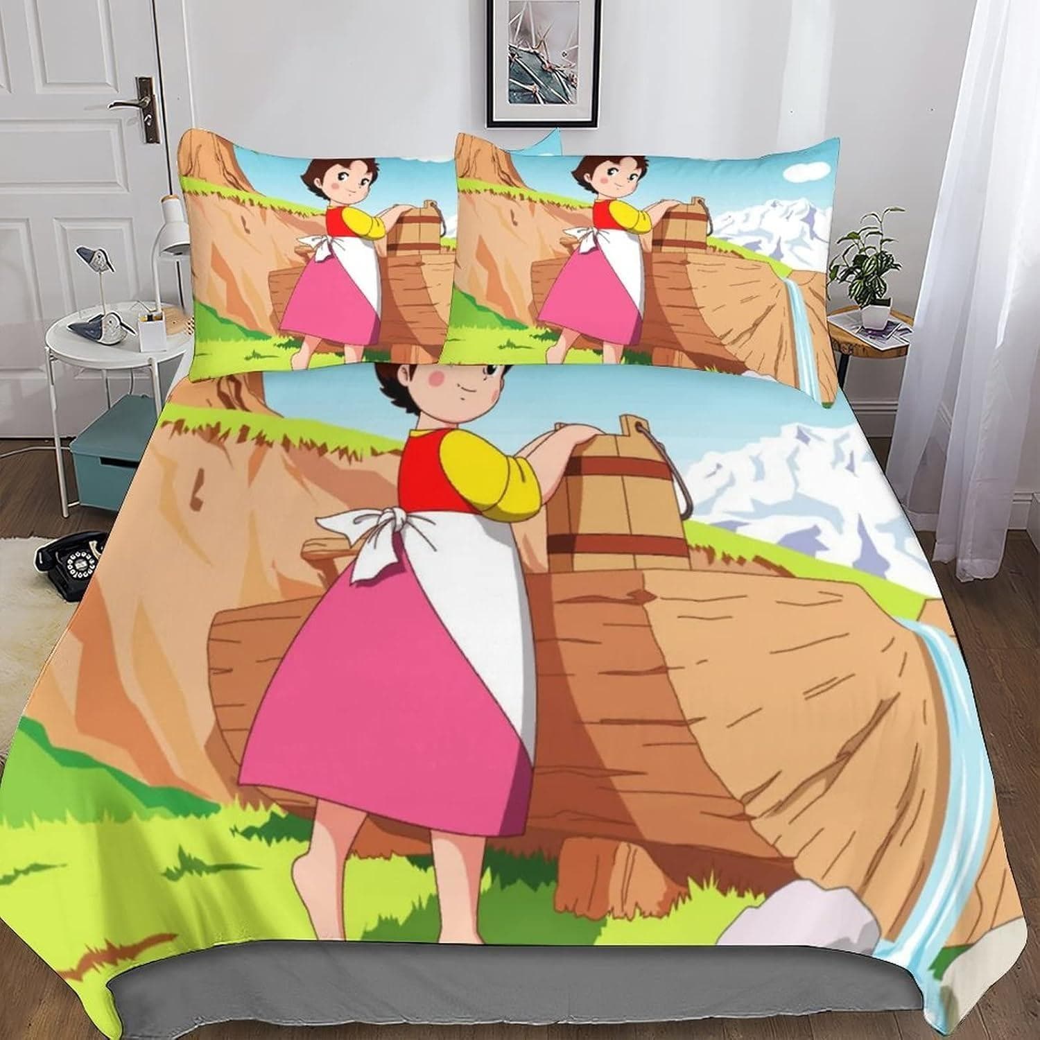 Heidi The Girl From The Alps Bedding,Heidi Bedding Set,Heidi and Family Duvet Cover Set,Bedroom Decoration 140x200cm 2pcs