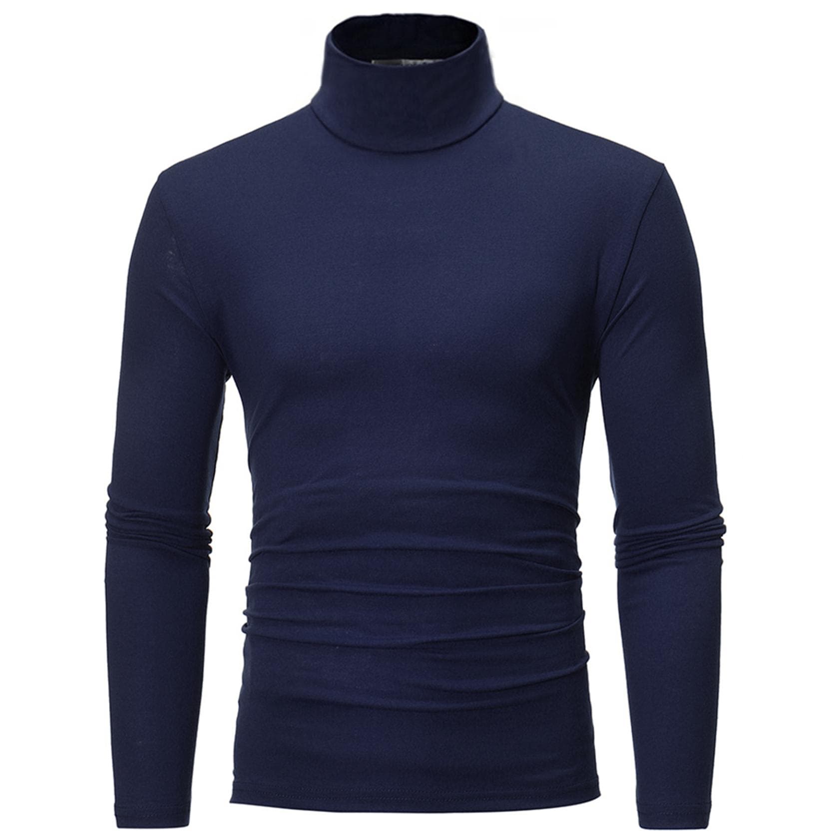 Men's Turtleneck Slim Fit Long Sleeve Jumper Casual High Collar Pullover Tops Basic Turtlenecks Slim Fit T-Shirts XL navy blue