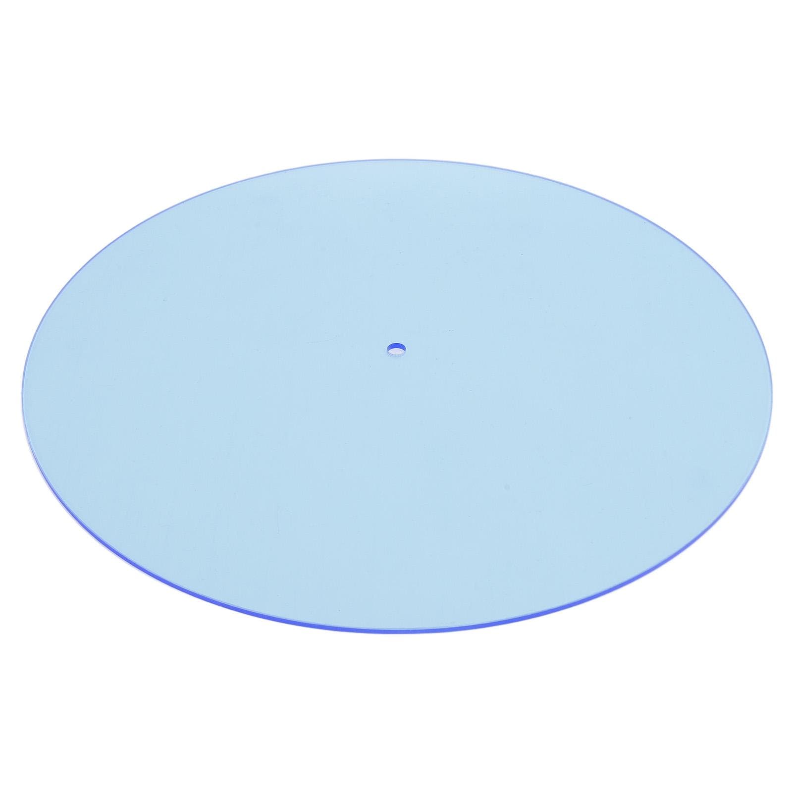 Turntable Mat Transparent Acrylic Reduce Static Dust Noise Record Platter Slipmat for 12 Inch light blue