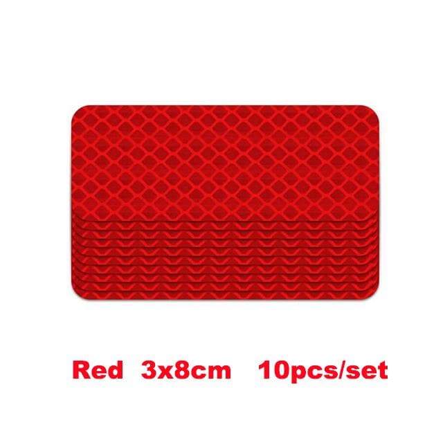 10PCS/Set Car Bumper Reflective Stickers Reflective Warning Strip Tape Secure Reflector Stickers Decals red