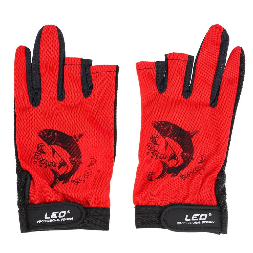 1 Pair 3 Fingerless Fishing Gloves Breathable Quick Drying Anti-slip Fishing Gloves Outdoor Sports Cycling Camping Running red