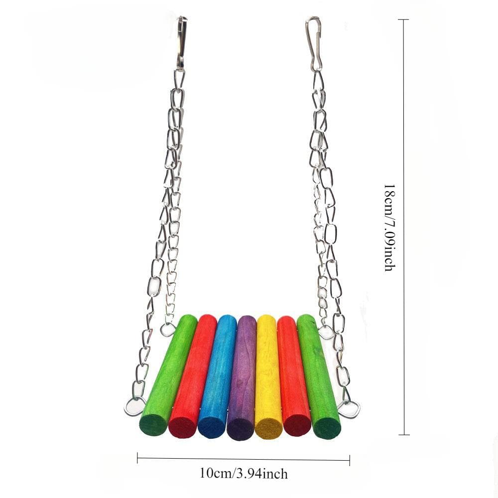 Bird Toys Set Swing Chewing Training Toys Small Parrot Hanging Hammock Parrot Cage Bell Perch Toys with Ladder Pet Supplies 1pc