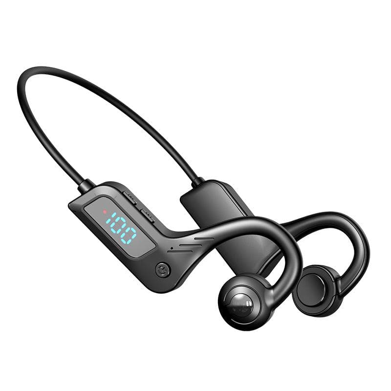 New Cross-border Bluetooth Headset 5.3 Digital Display Bone Conduction Waterproof Earless Sports Earphone Wireless Insert Caliper black