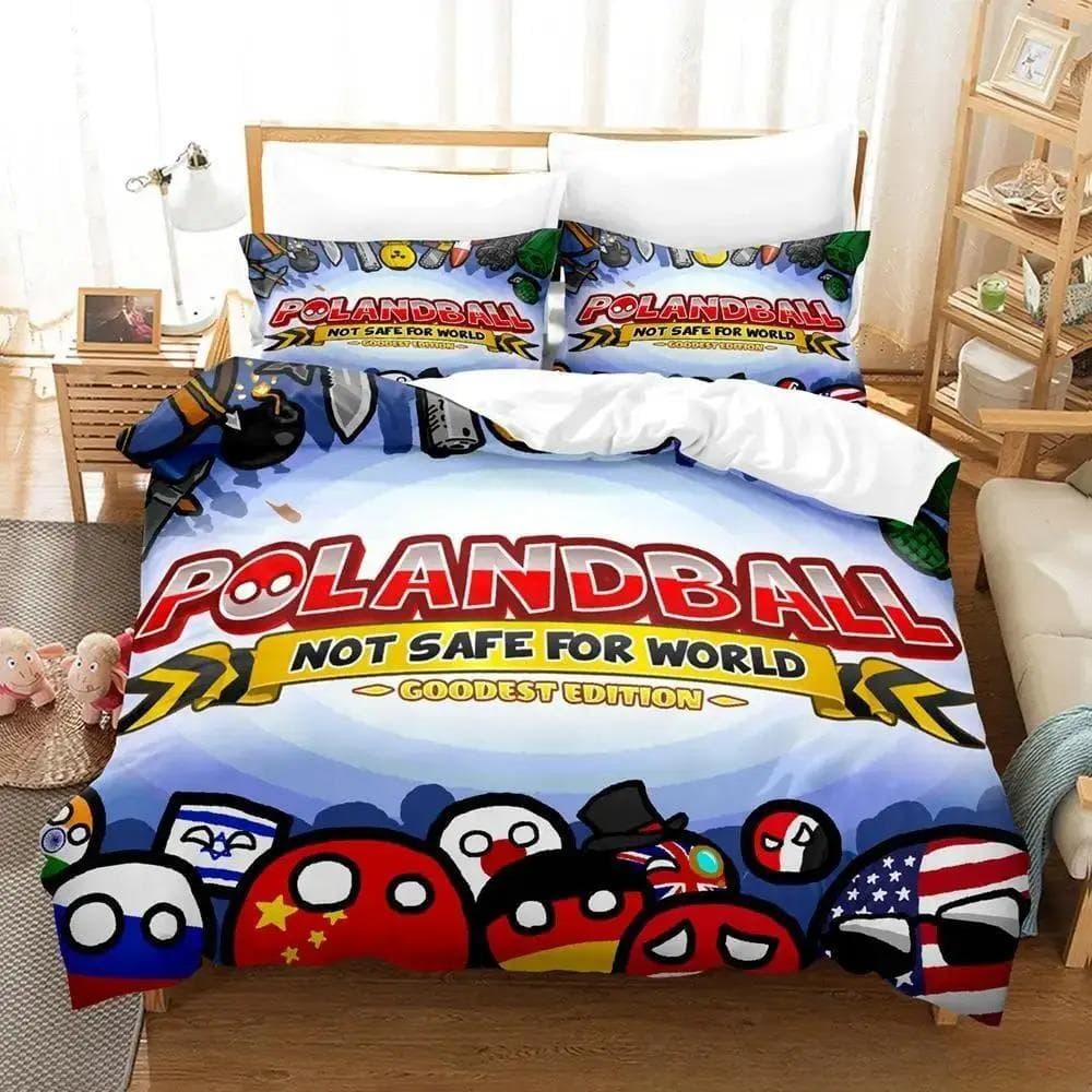 New Countryball Polandballs Bedding Set Single Twin Full Queen King Size Bed Set Aldult Kid Bedroom Duvet cover Sets 3D Anime AU Single 140x210cm