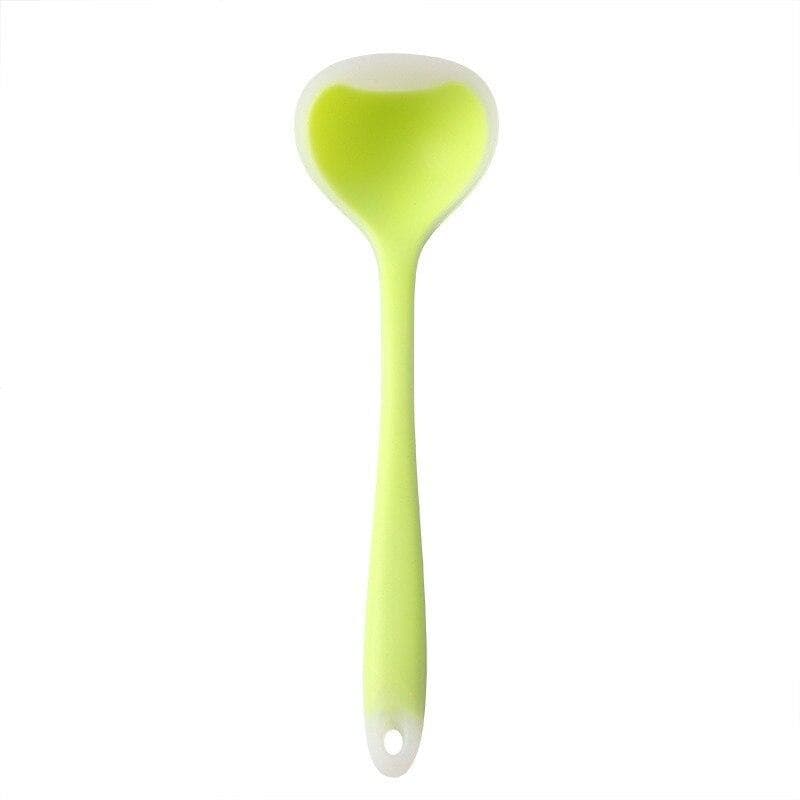 1Pc Colorful Long Handle Spoon Set Silicone Soup Spoon Kitchen Non-Stick Large Food Spoons Ladle Home Fda Cooking Utensils Tool green