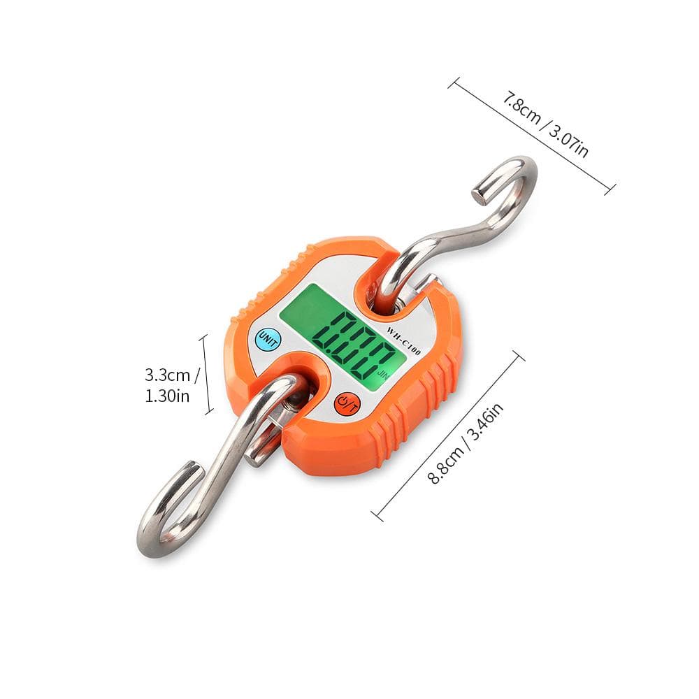Mini Portable Electronic Crane Scale Digital Luggage Hanging Scale Fish Scale with Zero Tracking orange