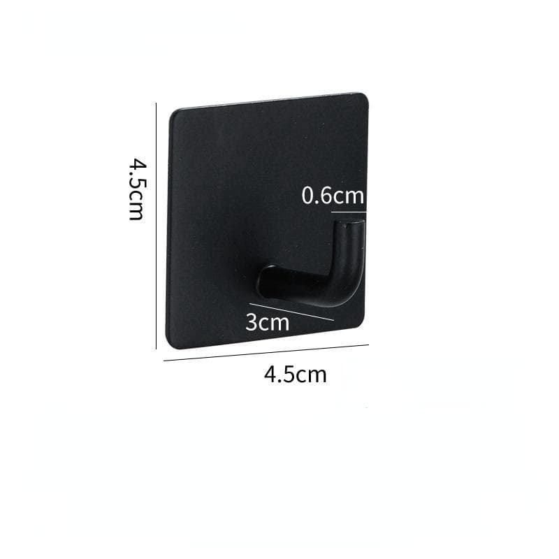 Square Adhesive Hooks, Wall Mounted Towel Hooks Without Drilling, Hanging Hooks Racks, Shower Clothes Hanger Black J Hook