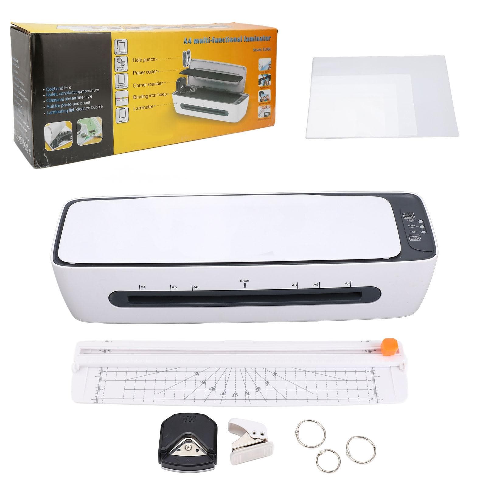 6 in 1 Thermal Laminator 1min Fast Preheating Hot Cold System 9inch Laminator Machine with Corner US Plug