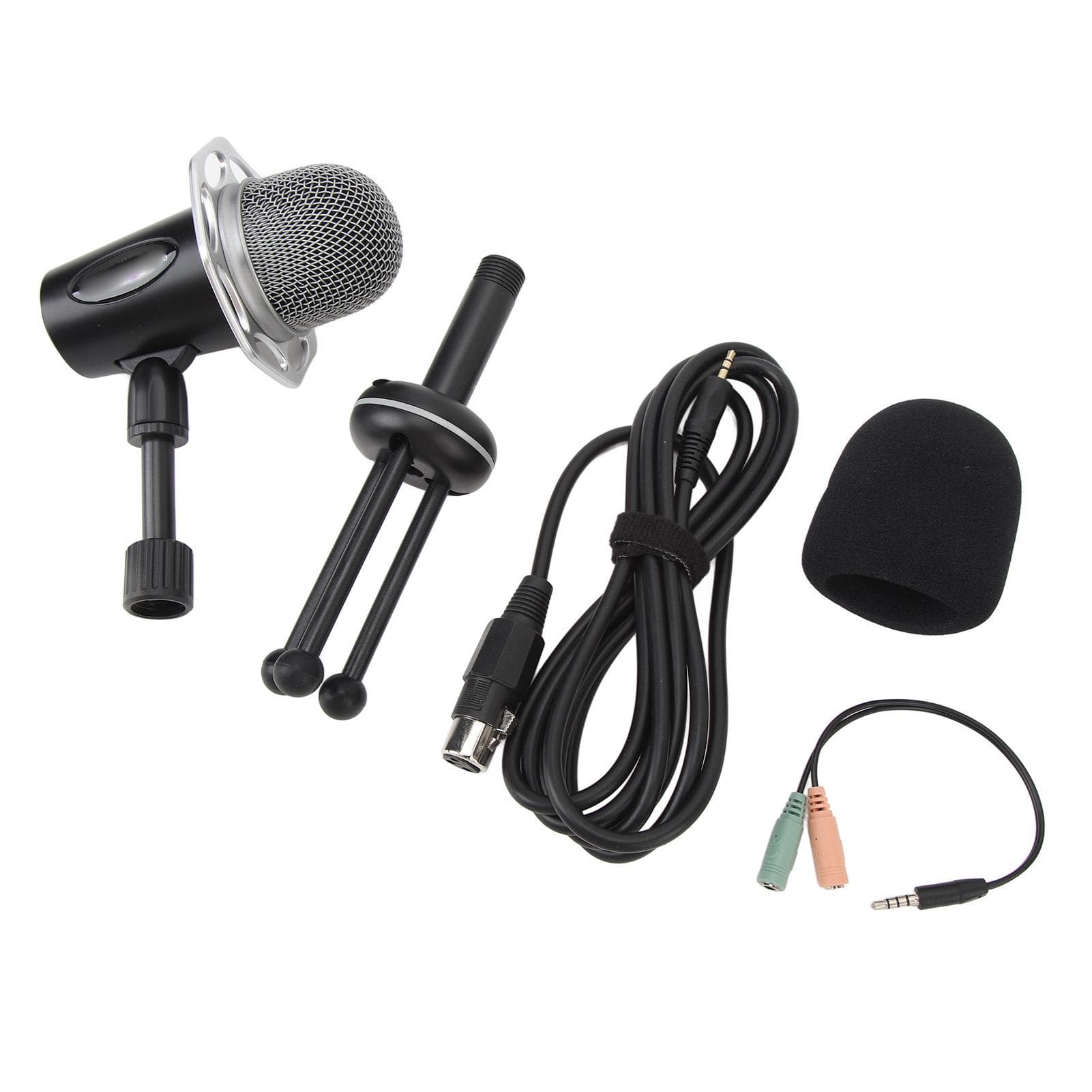 Dynamic Microphone with Detachable Support Volume Control LED Indicator 3 Pickup Mode Built in