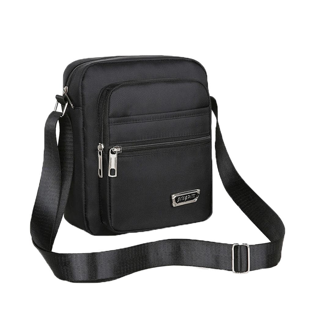 Four Layer Zipper Waterproof Single Shoulder Messenger Bag Business Bag Wallet black