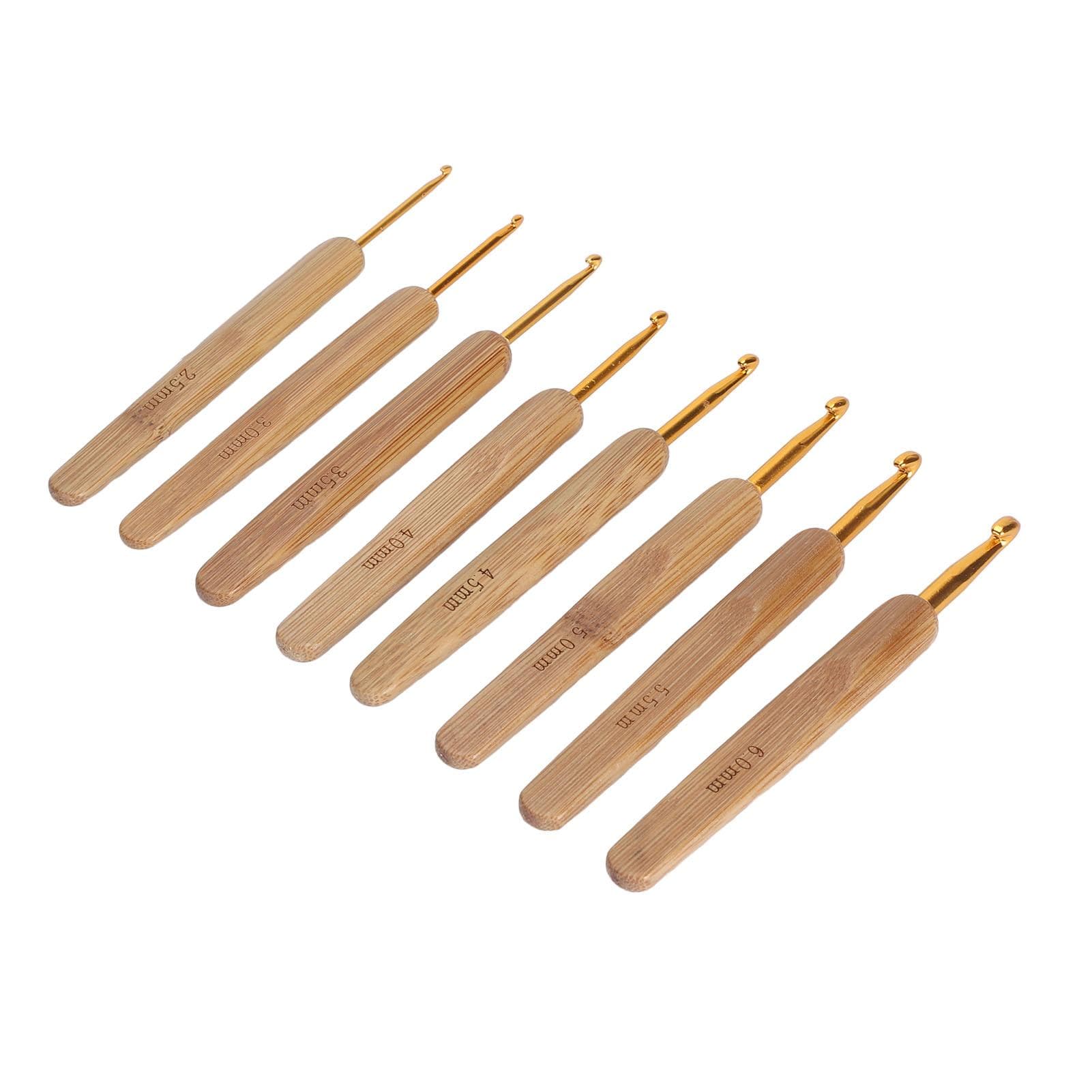 8pcs Crochet Hook Set 2.5mm to 6.0mm Bamboo Handle Crochet Needle Kit for Dreadlock Coaster Scarf