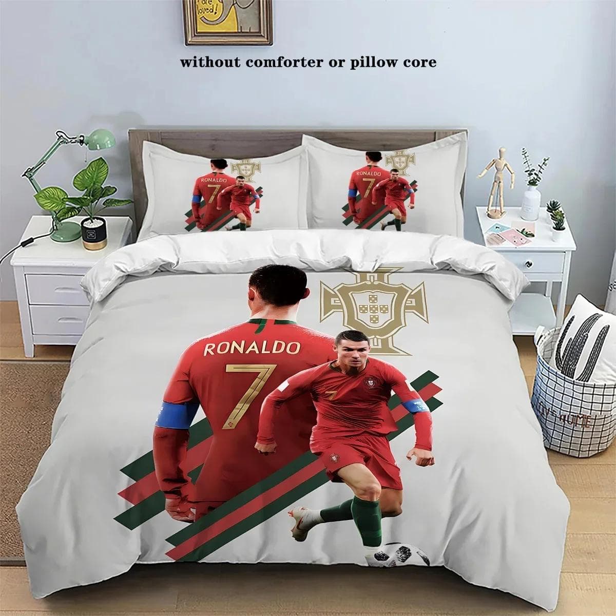Cristiano Ronaldo-o Bedding Set Duvet Set Single Double Bed King Size Bed Set Adult boys Bedroom Duvet Cover Pillow Case AU Double 180x210cm