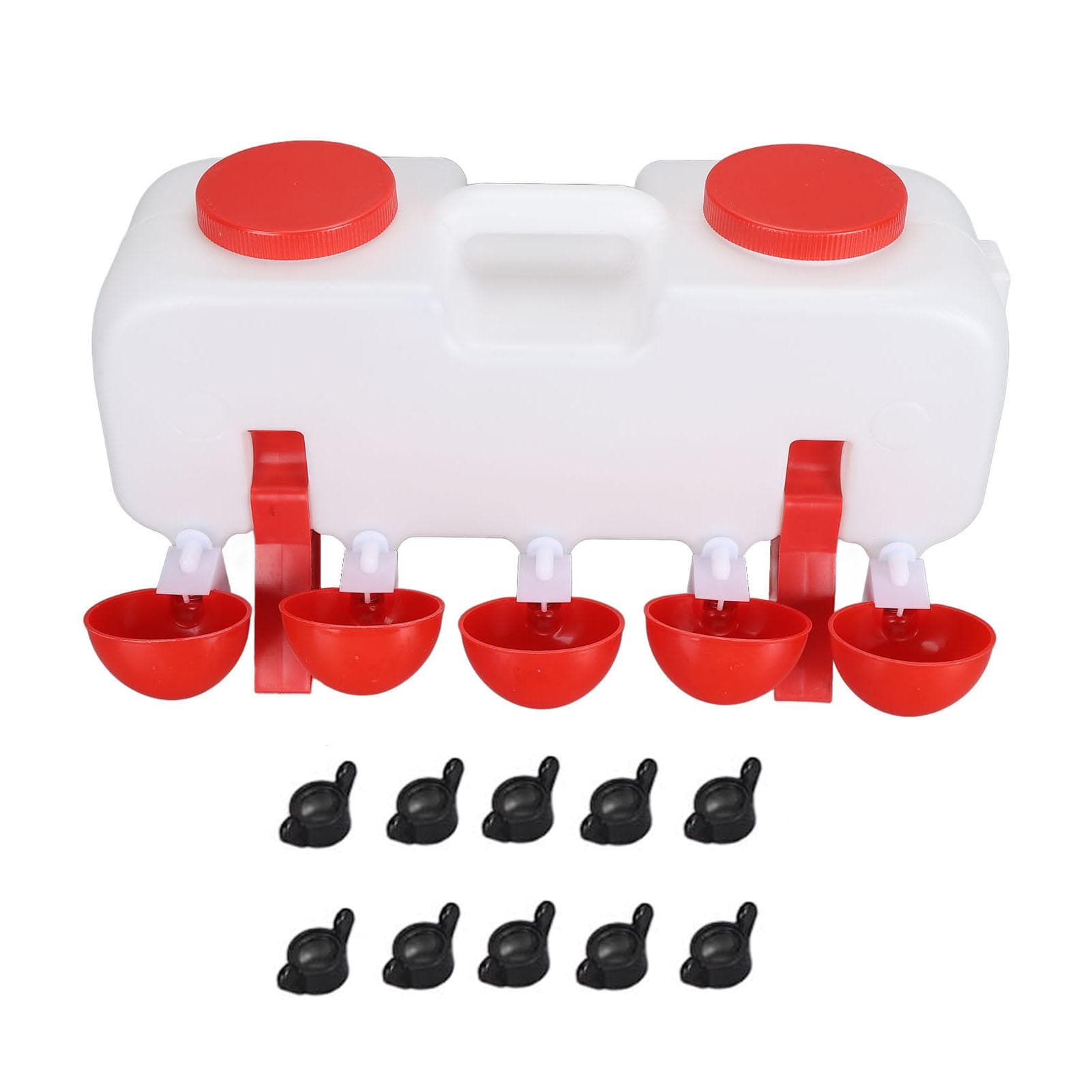 Chicken Waterer 10L Large Capacity Top Fill Poultry Water Feeder with 10 Water Cups for Duck Goose L