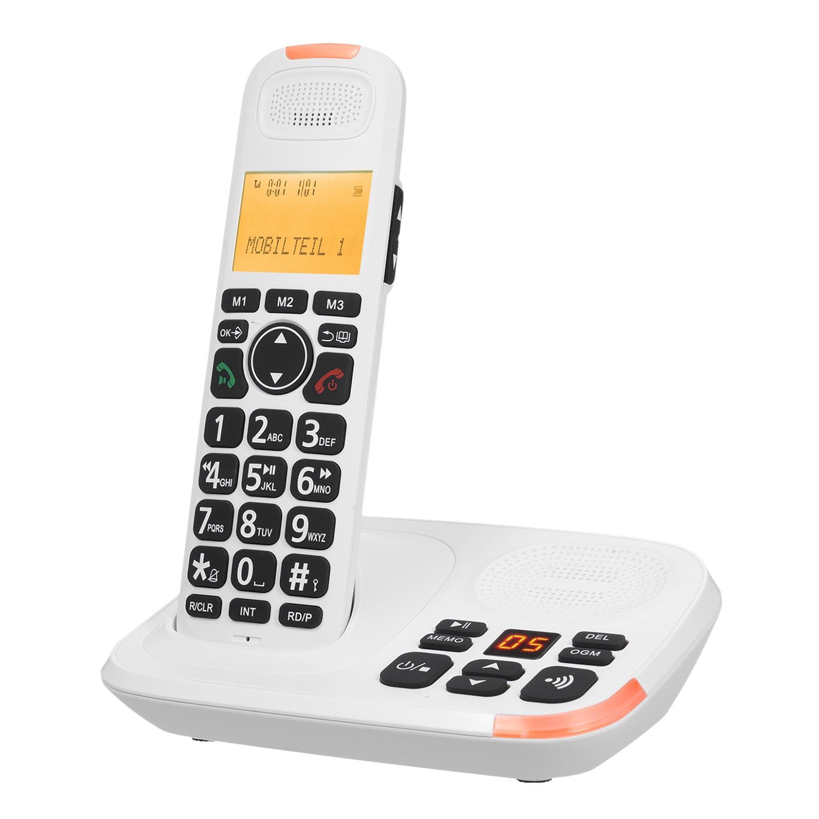 Bisofice Cordless Expandable Phone System with Telephone Answering Cradle 3 Lines Display Caller ID B-EU