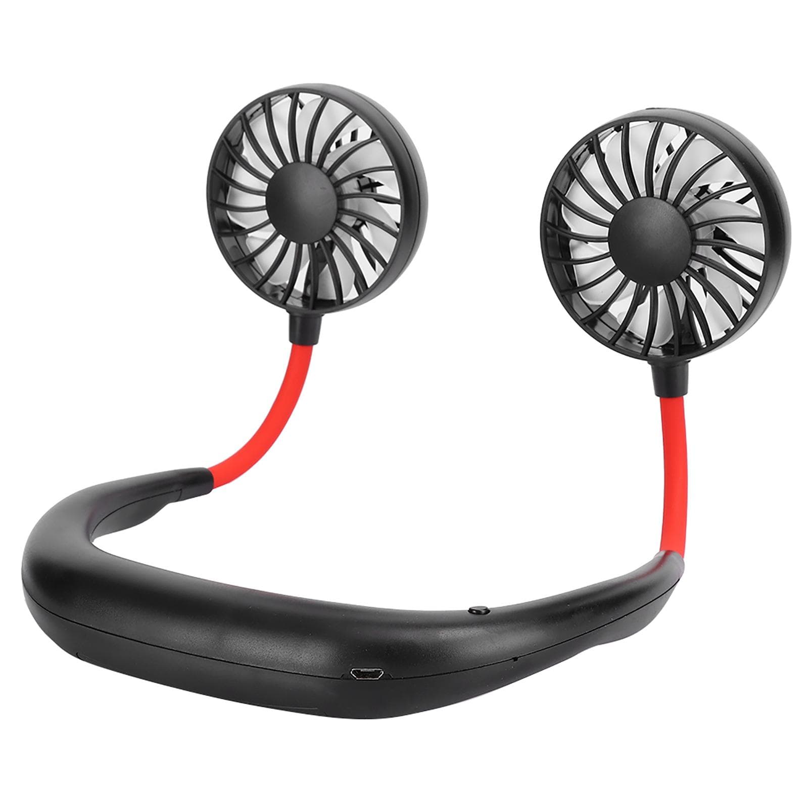 Portable Mini Neckband Fan Double Desktop USB Rechargeable 3‑Speed Lazy Neck Hanging Style multicolour