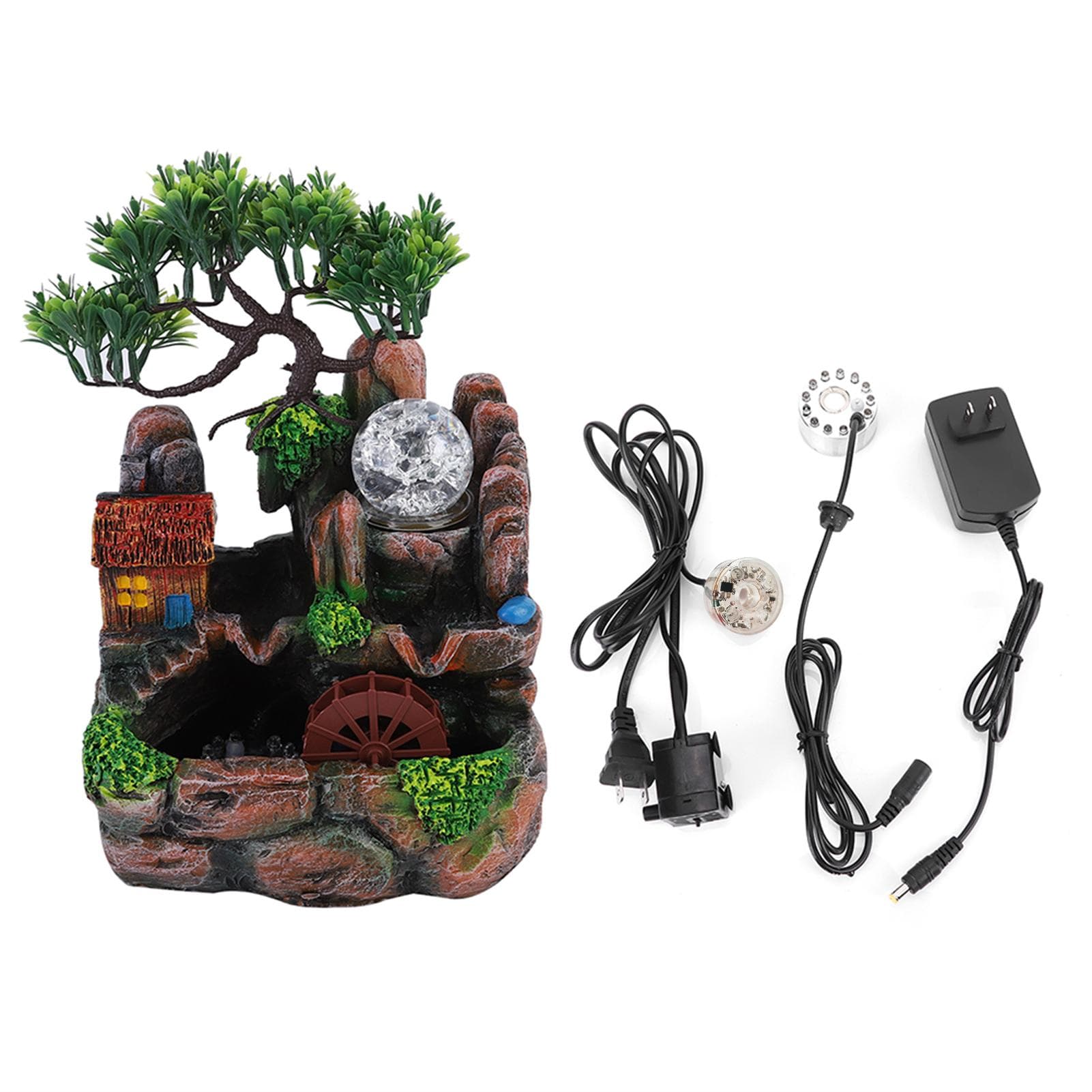 Simulation Resin Desktop Fountain Rockery Decor Atomizing Home Ornament Decoration220V EU Plug