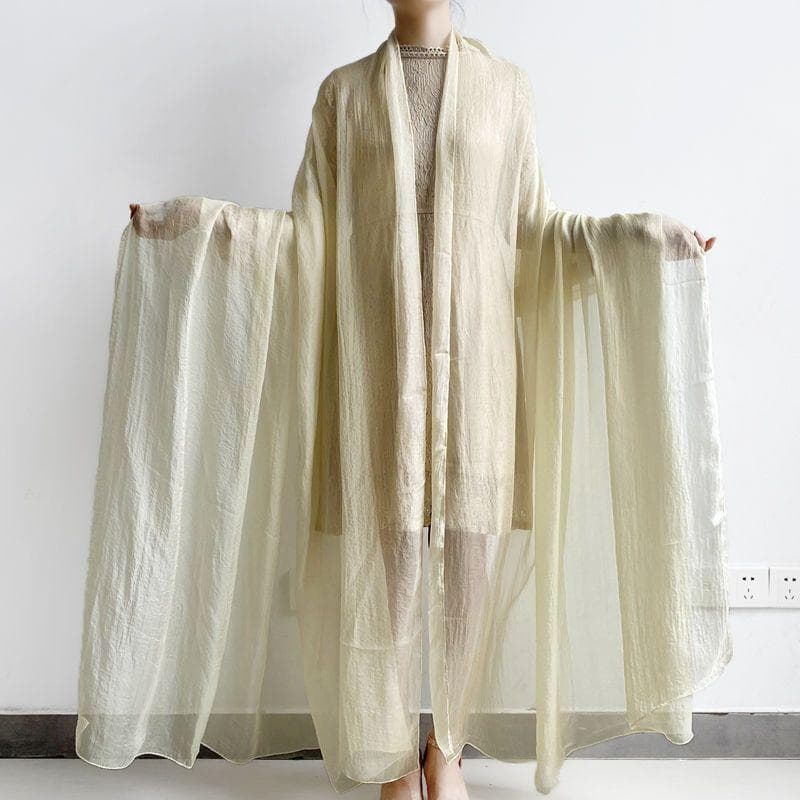 Extra Large Size Shawl Solid Color Scarf Women's Fashion Scarf Chiffon Dance Scarf Sunscreen Beach Towel, Max. size is 3*1.5m (±5-10cm errors) L: 3M * W: 1.5M off-white