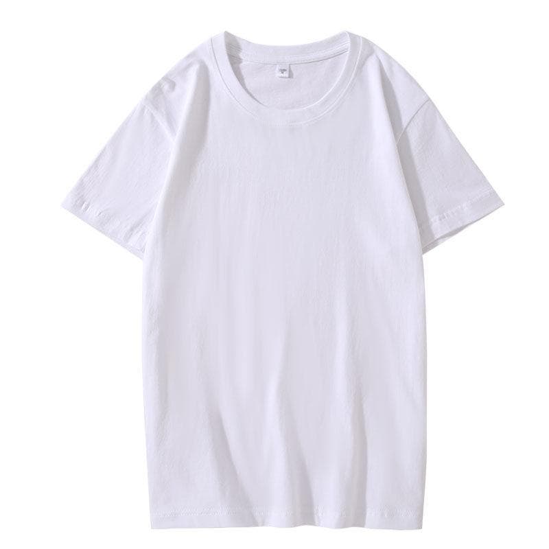 Women's Short-sleeved Cotton Short-sleeved Loose Round Neck T-shirt Casual Hundred Tops Men and Women Solid Color Bottoming Shirt 5XL white