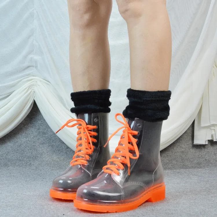 Fashion Women Boots for s Rain Boots Winter Transparent Candy Colour Girls Water Shoes Overshoes Non-slip Woman Ankle Boots Ladies 37