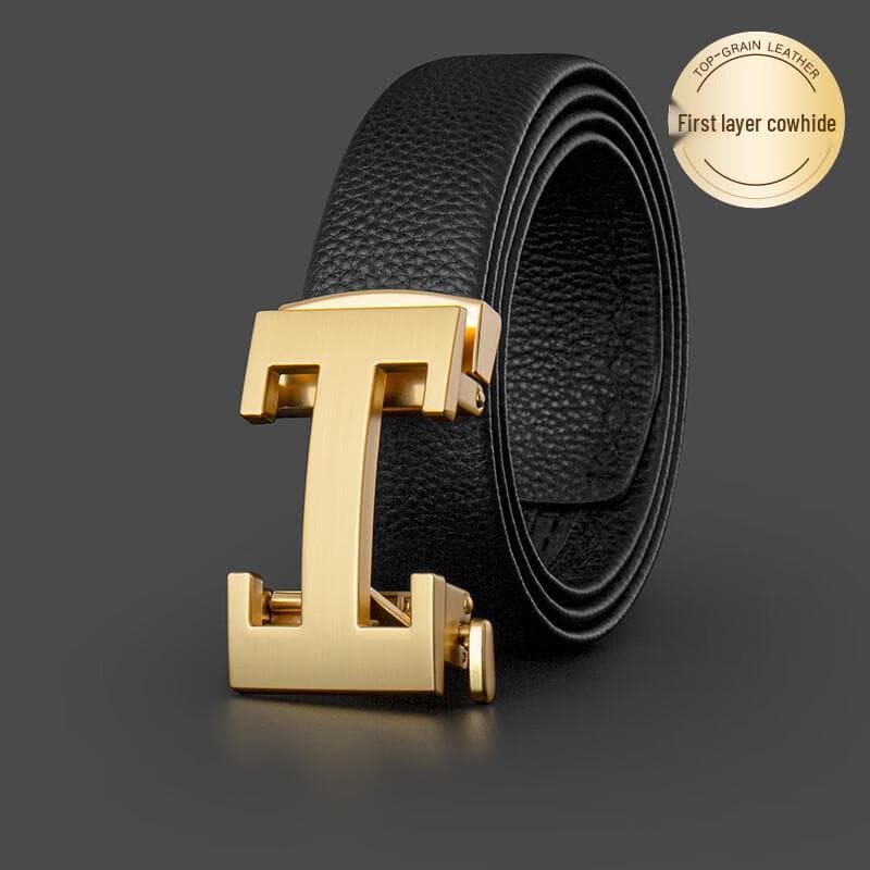 COW Men's Genuine Leather Automatic Buckle Belt 120cm (Adjustable)