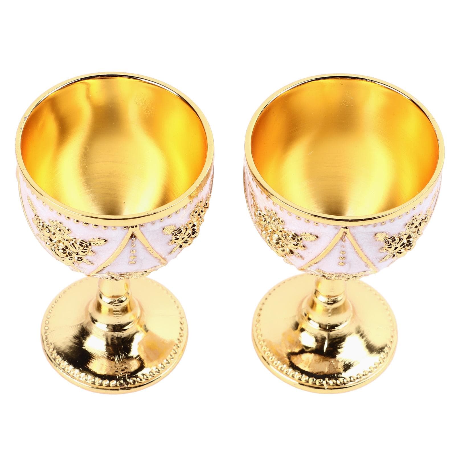 2pcs Vintage Metal Wine Cup Metal Embossed Wine Glasses Exquisite Decorative Goblet Ornament for multicolour