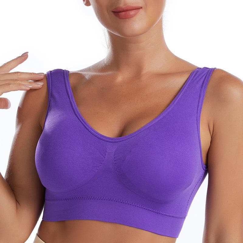 Seamless Bra with Pads Plus Size Bras for Women Active Bra Wireless Brassiere Push Up Big Size Vest 3XL purple