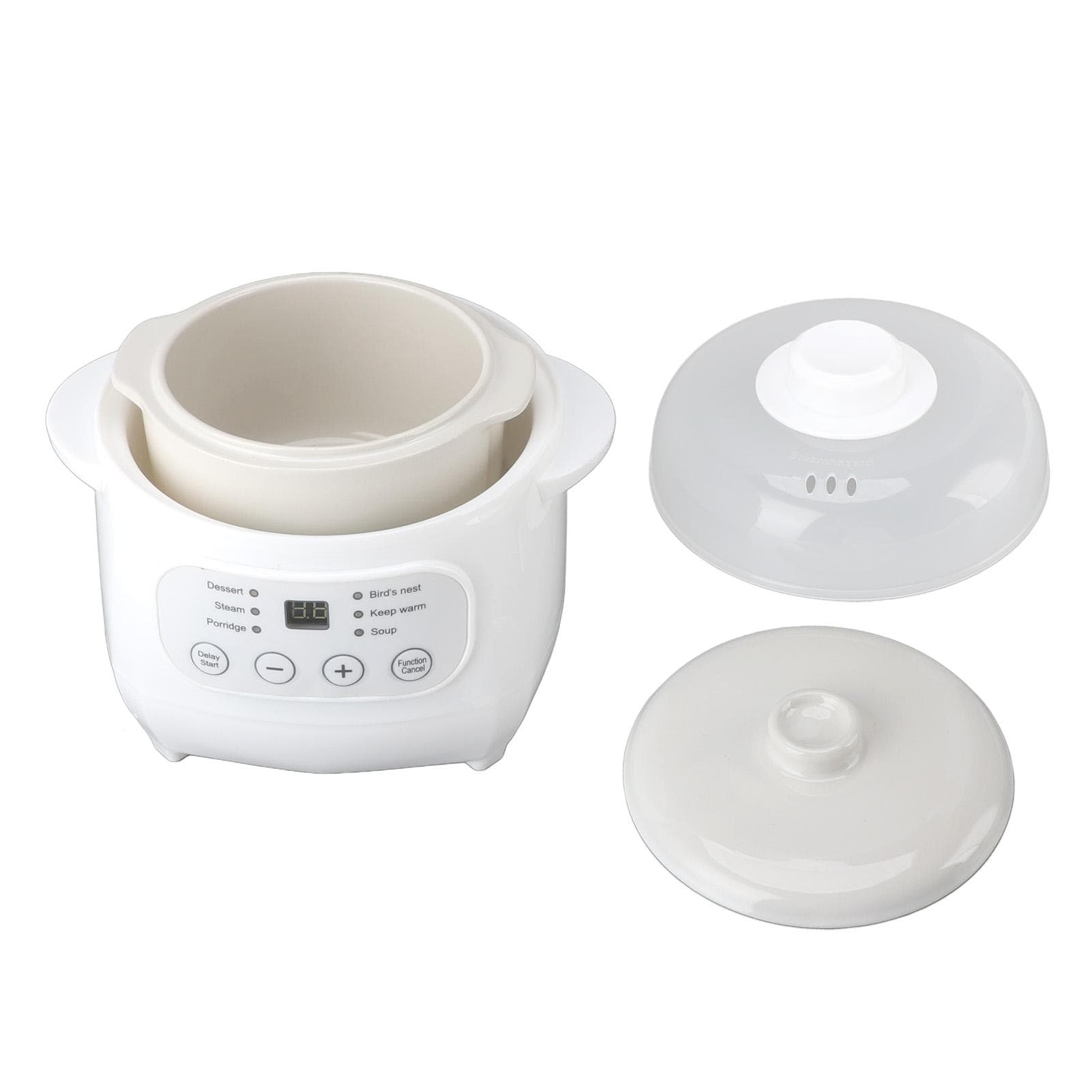 200W Mini Ceramic Stew Cooker 1L Capacity Electric Slow Cooker Porridge Soup Pot Automatic Power Off L(for 6.5-9kg)