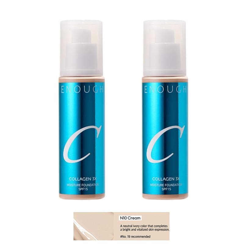 ENOUGH COLLAGEN 3X Moisture Foundation SPF 100mL (30 Options) #N10 Cream x 2PCS