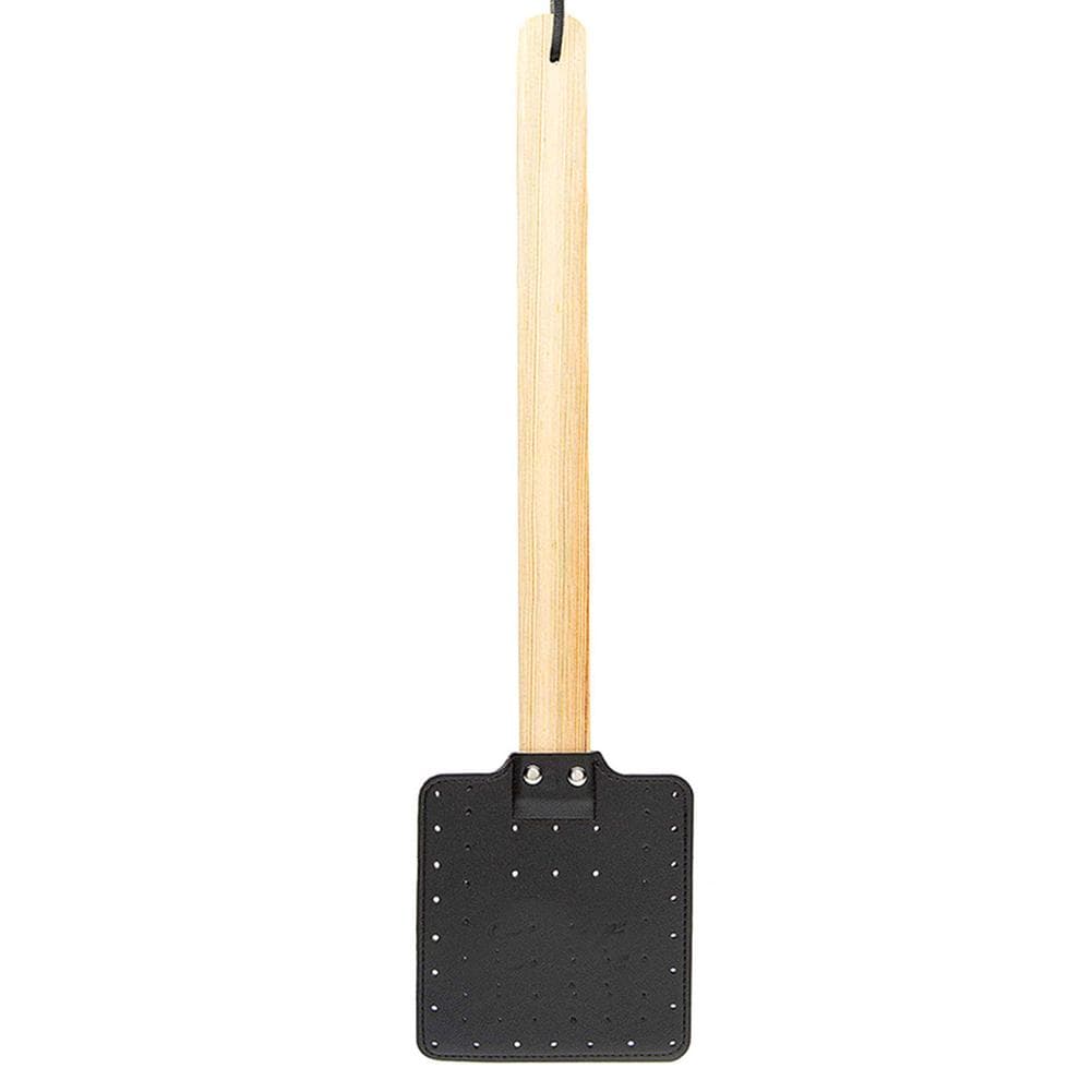 Leather Swatter Wooden Handle Household Easy Using Bug Pad Hang Household Fly Swatter Mosquito Slap with Wooden Handle black