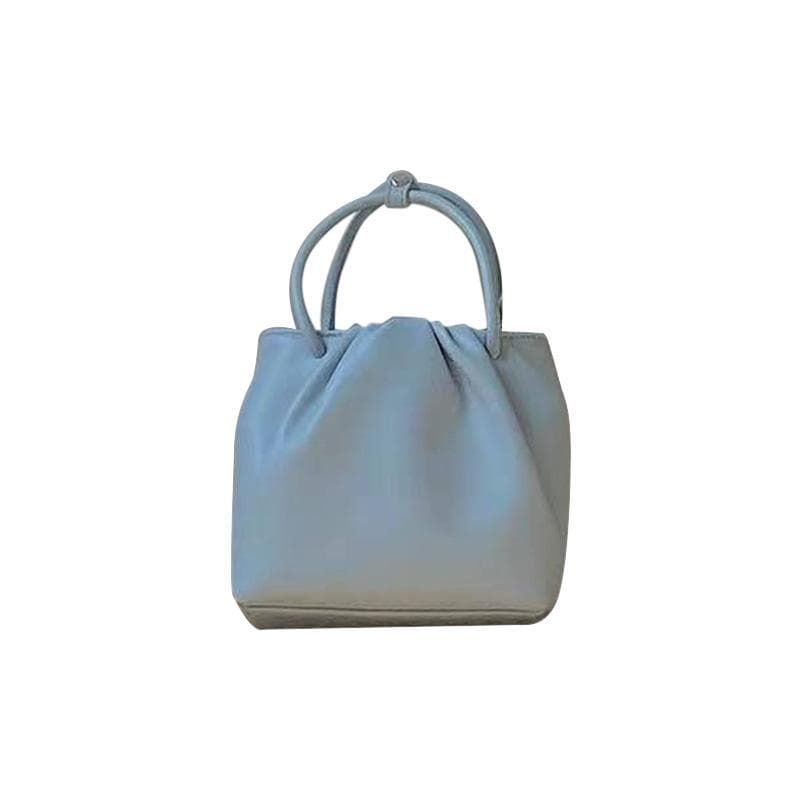Square Pleated Versatile Small Handbag for Women, A Fashionable Hand-held Casual Single-shoulder Crossbody Bag for Spring and Summer blue