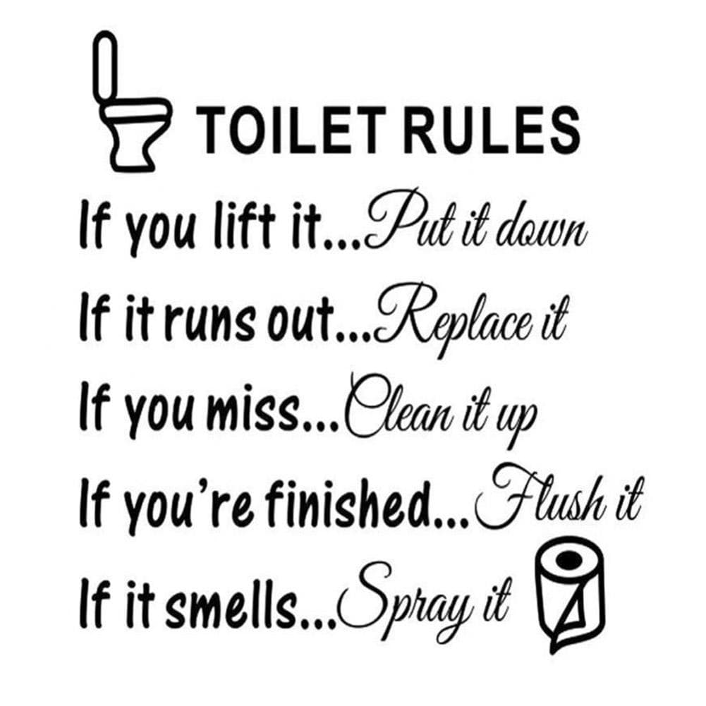 Wall Stickers English Tips Toilet Rules Pattern Removable Decorations for Bathroom