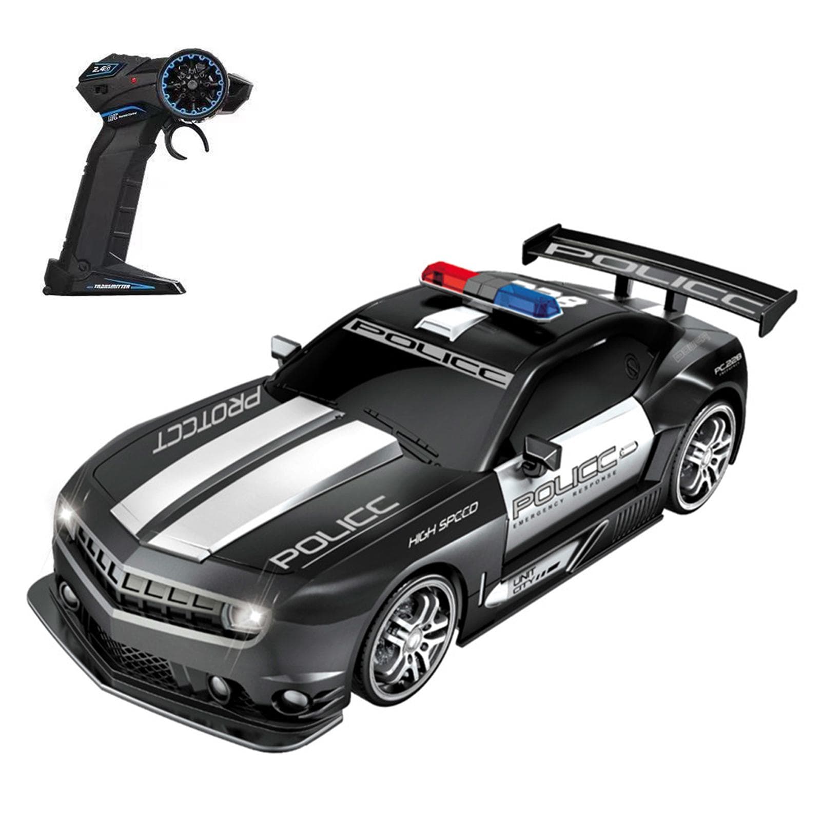 Remote Control Drift Car Remote Control Police Car Large Size Remote Control Car 1/12 2.4GHz Remote 1 battery black