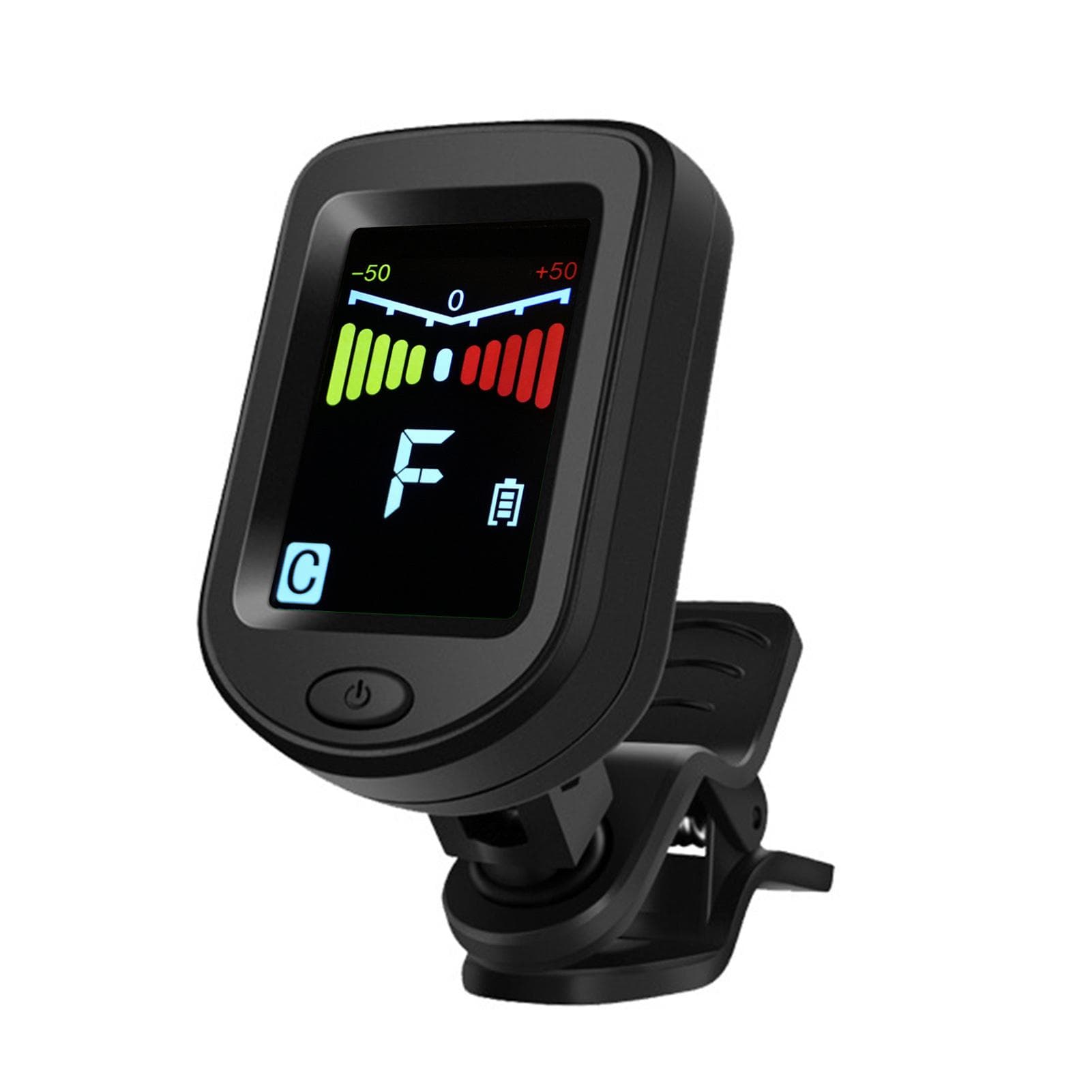 Digital Guitar Tuner, Clip On Ukulele Tuner, Rotatable Color LCD Display, Battery-operated Tuner, black