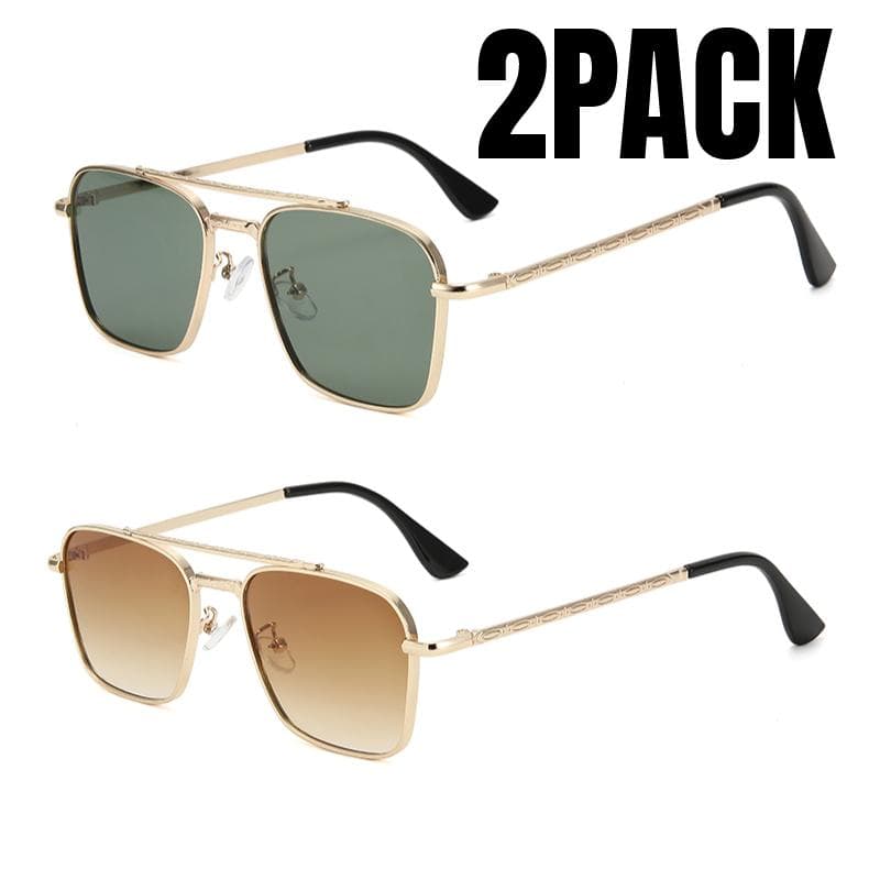 1/2PACK Gradient Sunglasses for Men Fashion Metal Big Frame Sun Glasses Luxury Brand Design