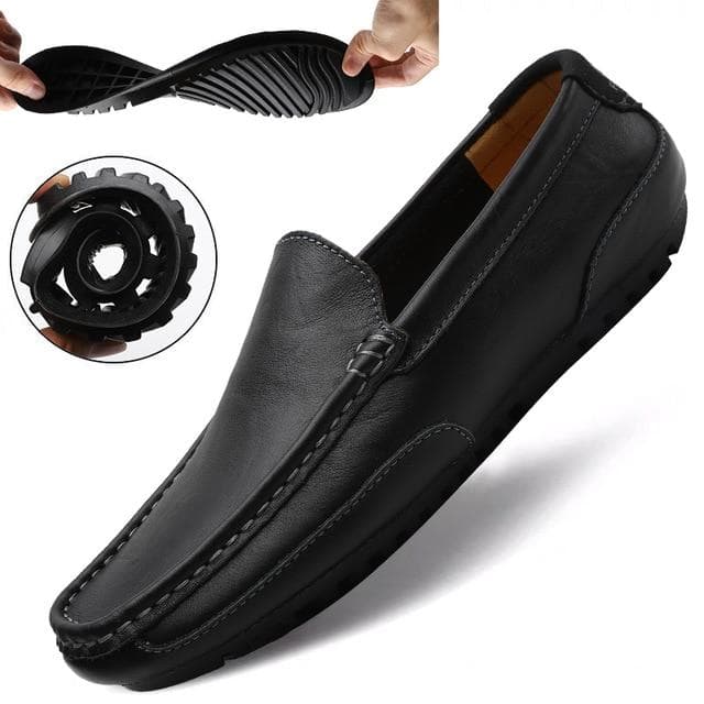 Leather men's shoes luxury fashion casual shoes men's moccasin shoes Italian black men's driving shoes sports shoes 43 black
