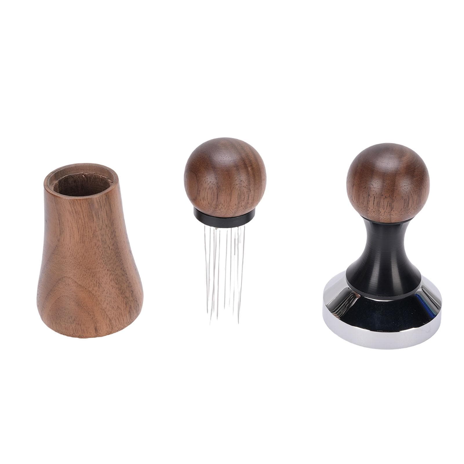 Needle Type Coffee Distributor Stainless Steel Walnut Wood Coffee Tamper for Coffee Machine 51mm / 2.01in