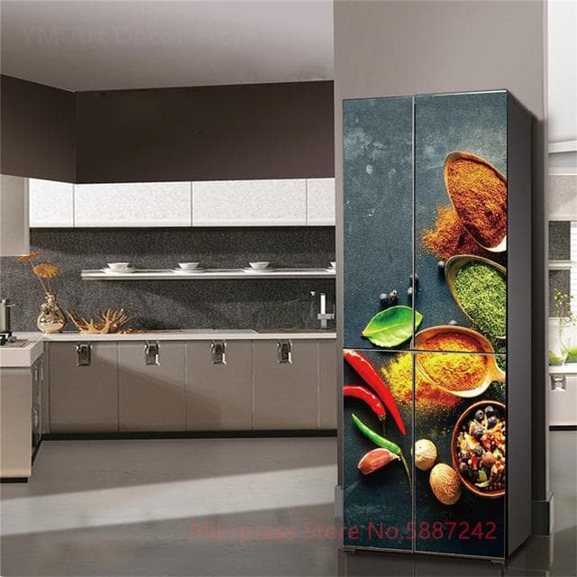 3D Refrigerator Sticker Door Cover Red Wine Cabinet Self Adhesive Film Door Vinyl Fridge Cover Stickers Wallpaper Decals PVC Art 60x180cm(1pcs)