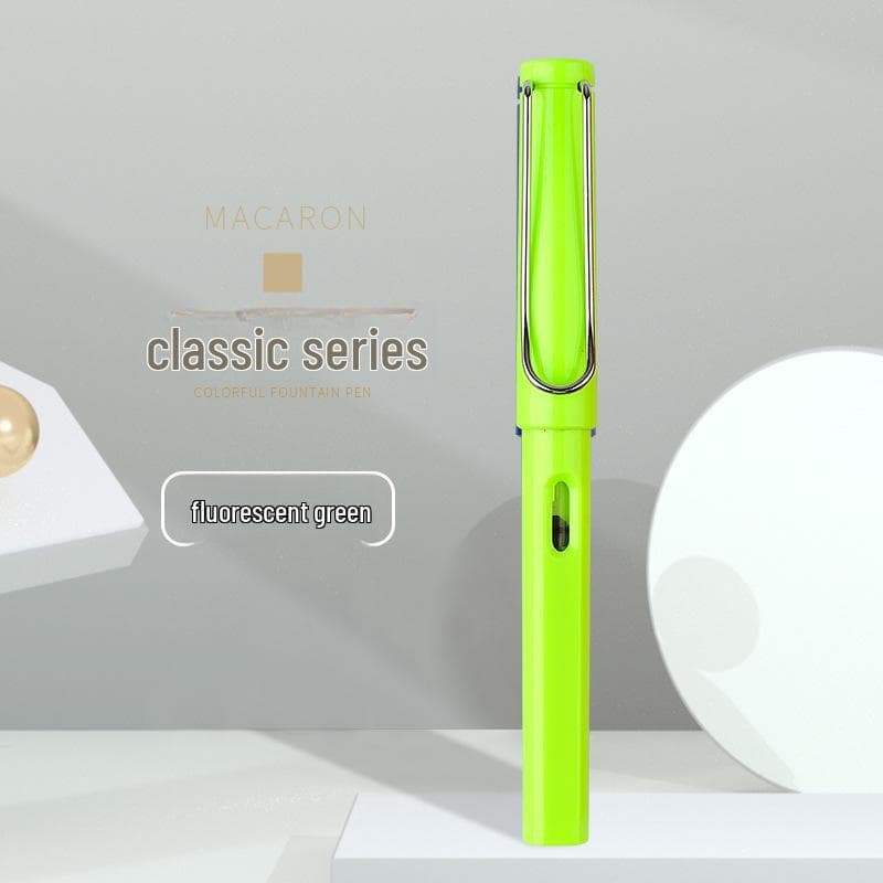 Colorful Student Fountain Pen with Replaceable Ink Capsule for Calligraphy and Correct Writing Posture +10 Black Ink Cartridges