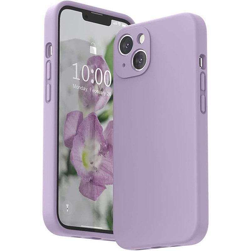 Square Liquid Silicone Soft Case for IPhone 16 15 14 13 11 12 Pro Max Mini X XR XS 7 8 Plus SE 2 Full Lens Protection Cover iPhone 14 purple