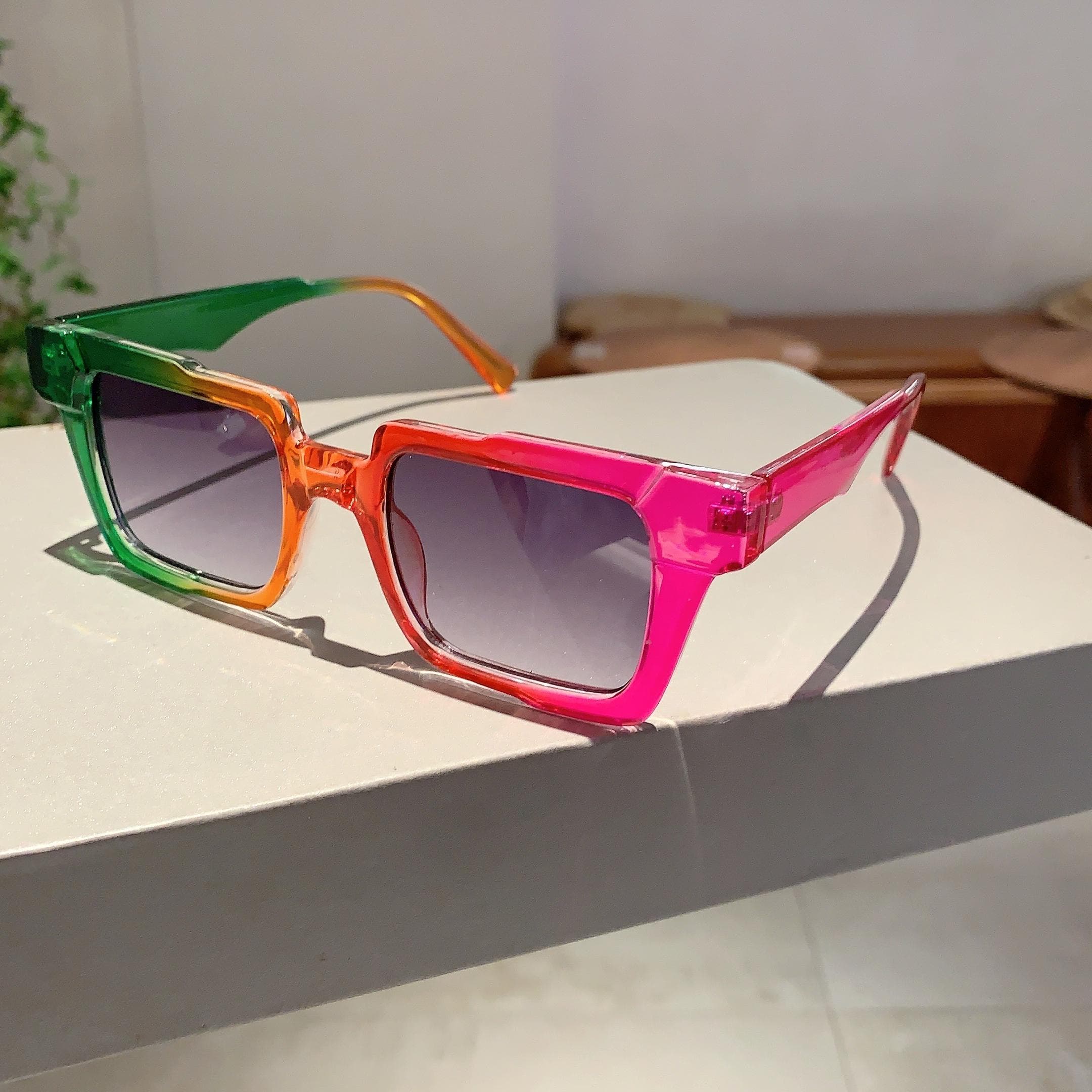 KAMMPT Vintage Square Sunglasses Women Stylish Multicolor Shades for Outdoor Travel Trendy Brand Sun Glasses without case