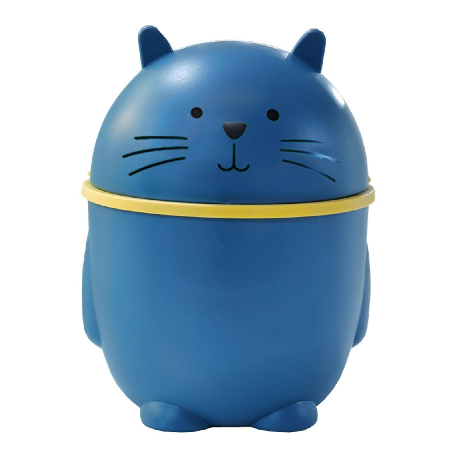 Desktop Trash Can with Lid Plastic Cute Multipurpose Mini Wastebasket for Home Office Countertop blue