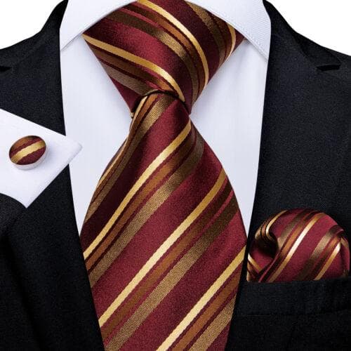 DiBanGu Mens Silk Necktie Set Striped Paisley Solid Tie Pocket Square Cufflinks N-7396