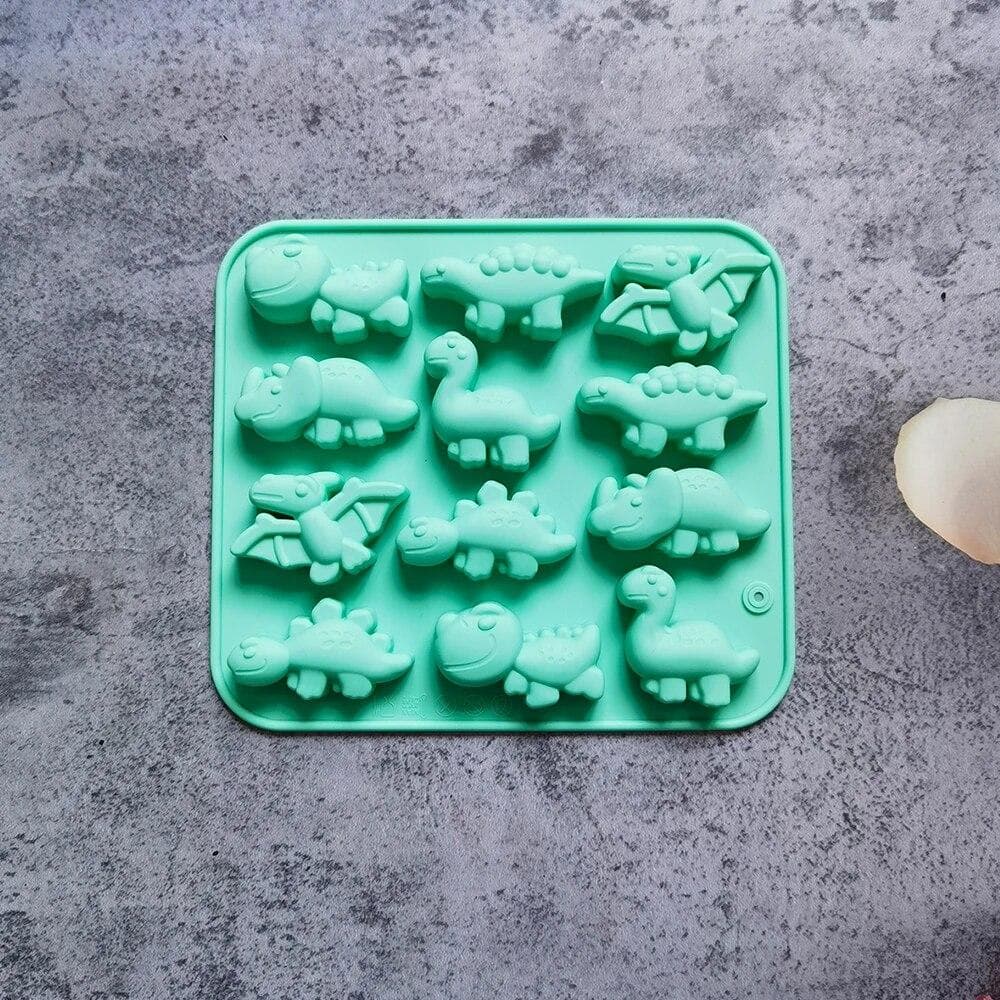 3D Dinosaur Silicone Fondant Chocolate Candy Mould Biscuit Cake Candle Soap Craft Baking Mold Decor Pastry DIY Tools green