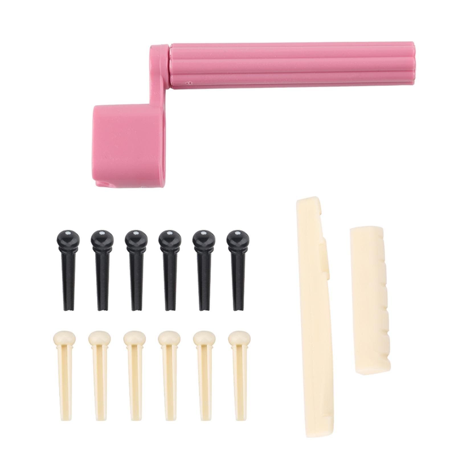 1Set Bridge Pins Upper Nut Bottom Saddle Diecast Replacement for Acoustic Folk Guitar