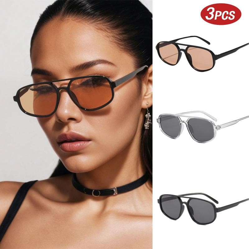 1/3set Fashion Square Sunglasses Women Vintage Double Bridge UV400 Sun Glasses Colorful Trendy Unisex Eyewear
